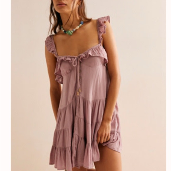 Free People Mauve Ruffled Mini Dress - Picture 5 of 5